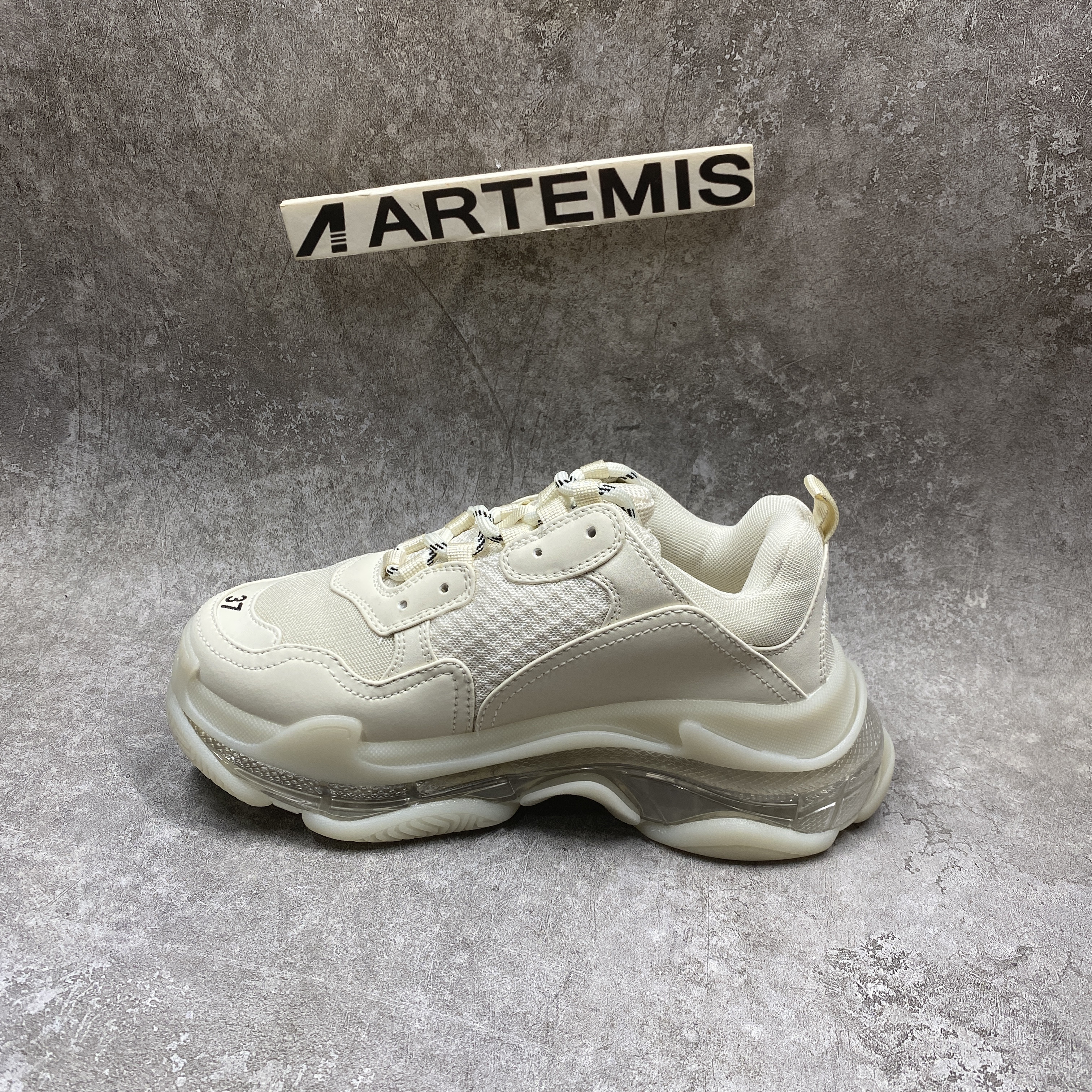 Balencag Off-White Clear Sole Triple S Sneakers