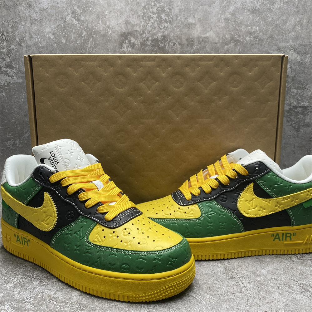 LV x Nike Air Force 1 yellow blue