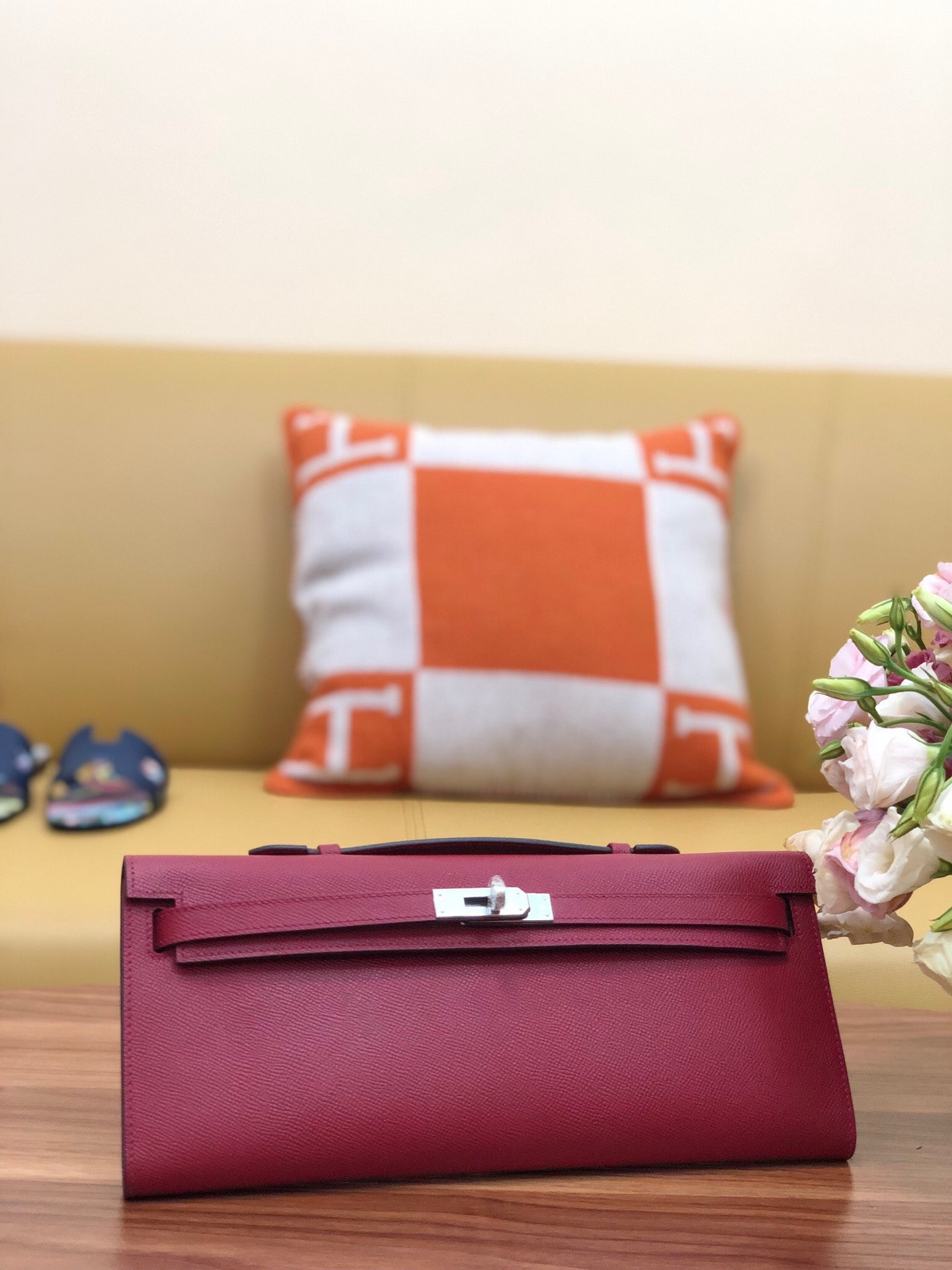 H**mes kelly cut 31cm epsom leather silver