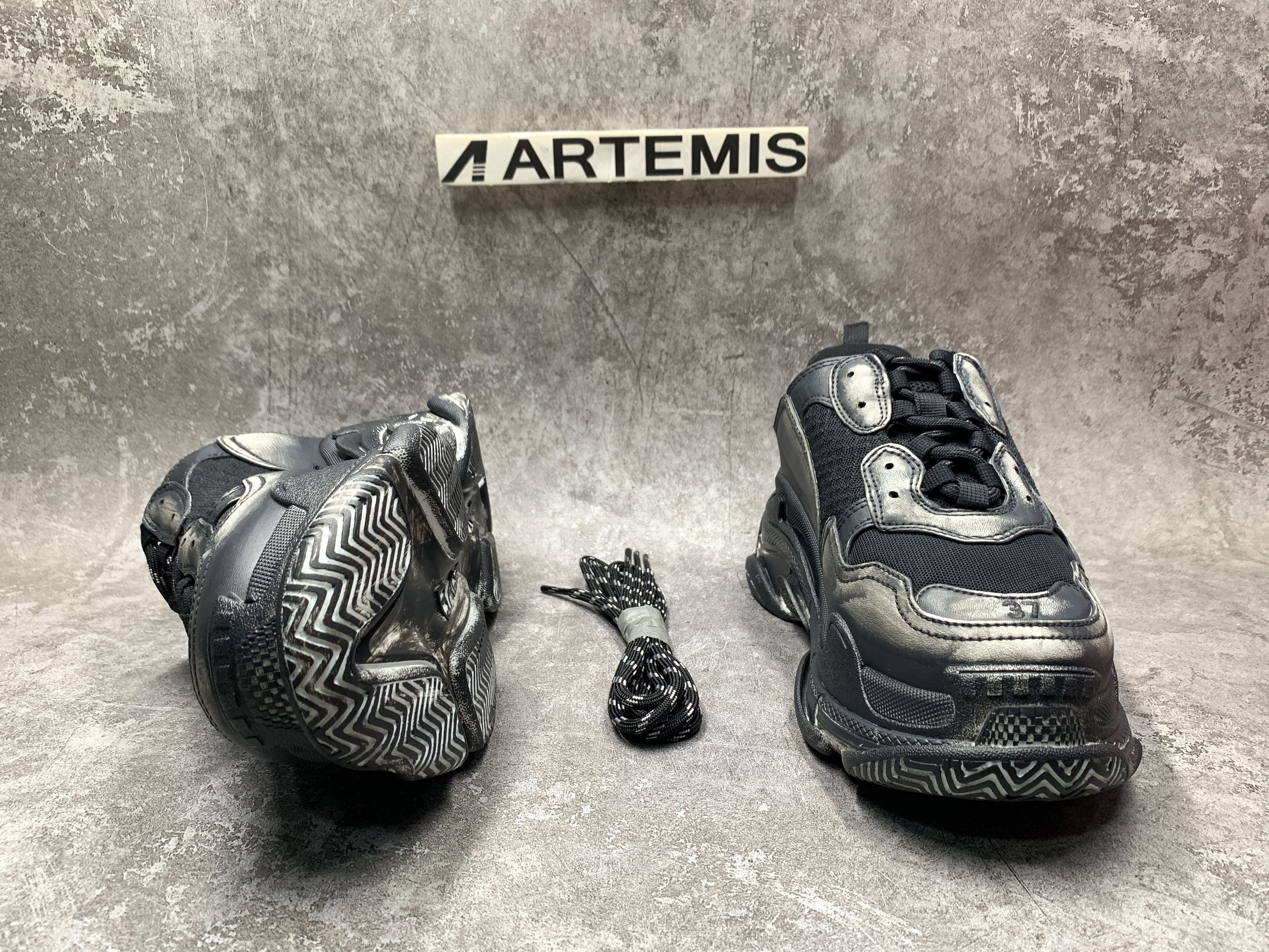 Balenciga Black Faded Triple S Sneakers