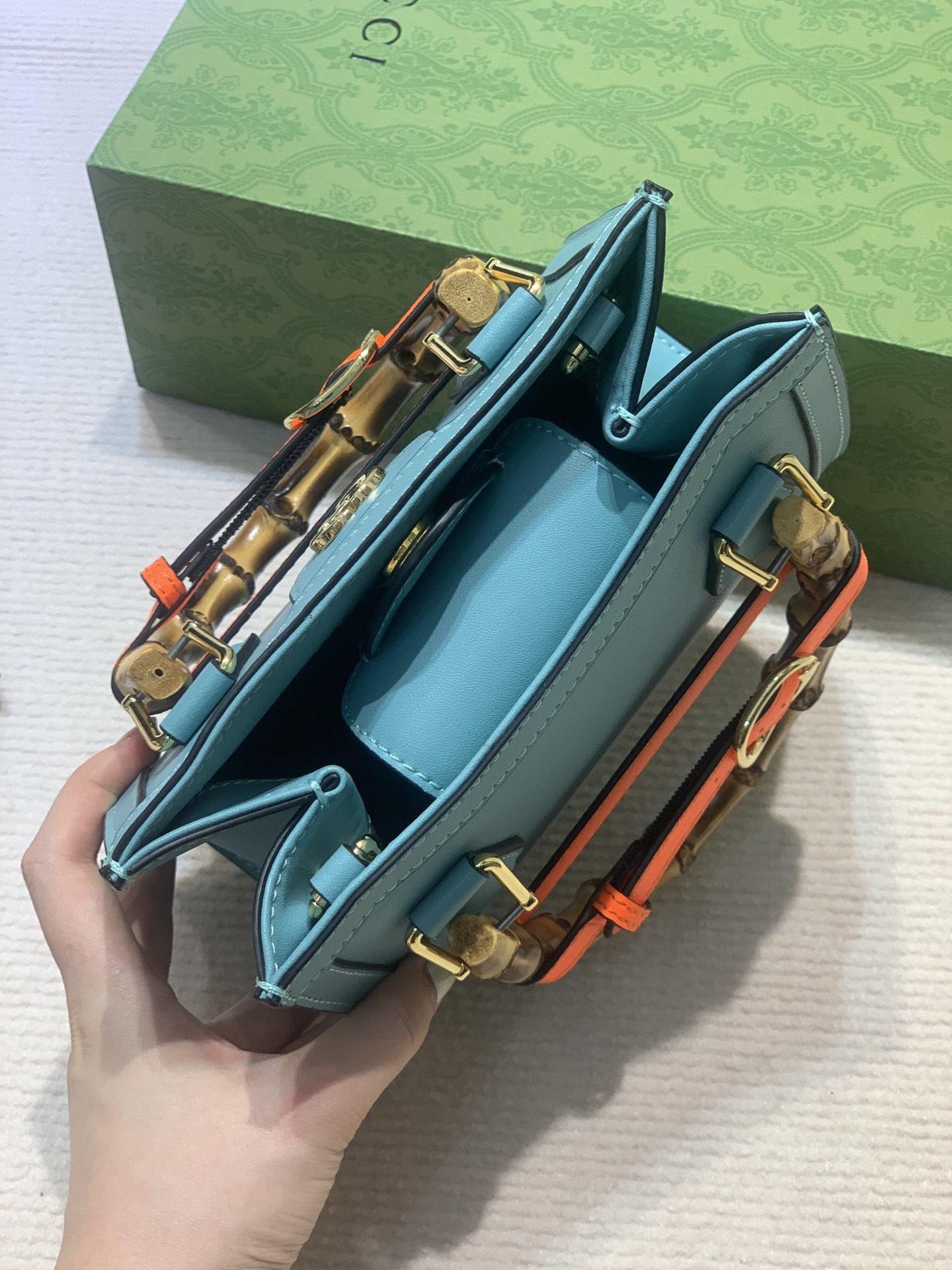 G*u*i diana mini tote bag blue 20w x 16h x 10d cm