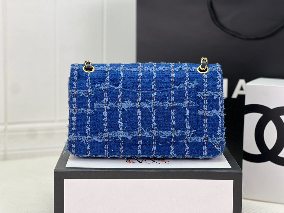 Ch*el classic 11.12 handbag tweed & gold-tone metal 6 × 9.9 × 2.5 in