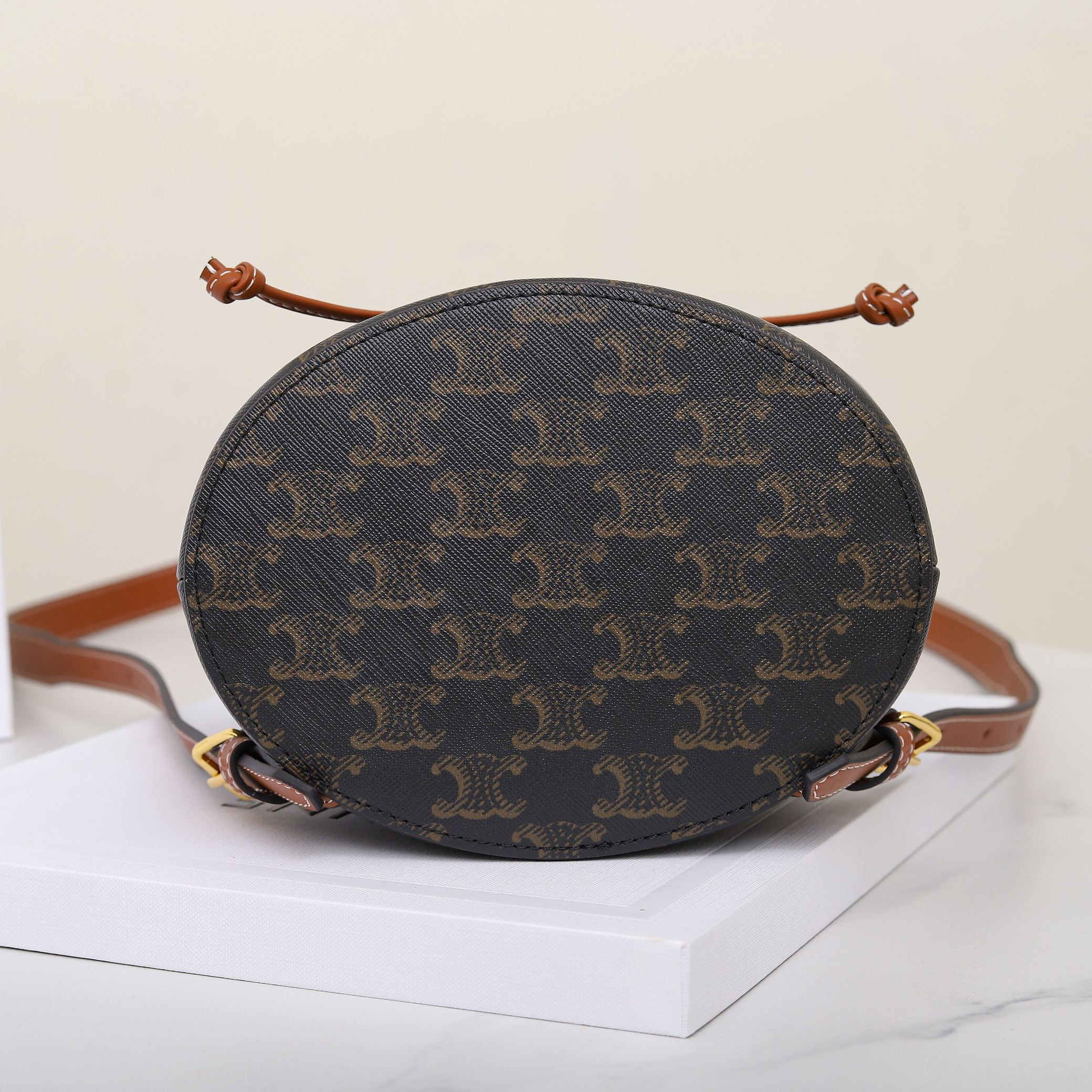 Ce**e bonnie backpack in triomphe canvas and calfskin 118702 25x18x13cm