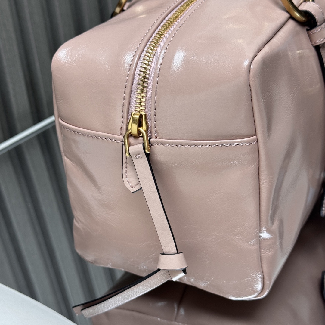 Pra*a dangle medium leather top-handle bag 14x30x13.5cm