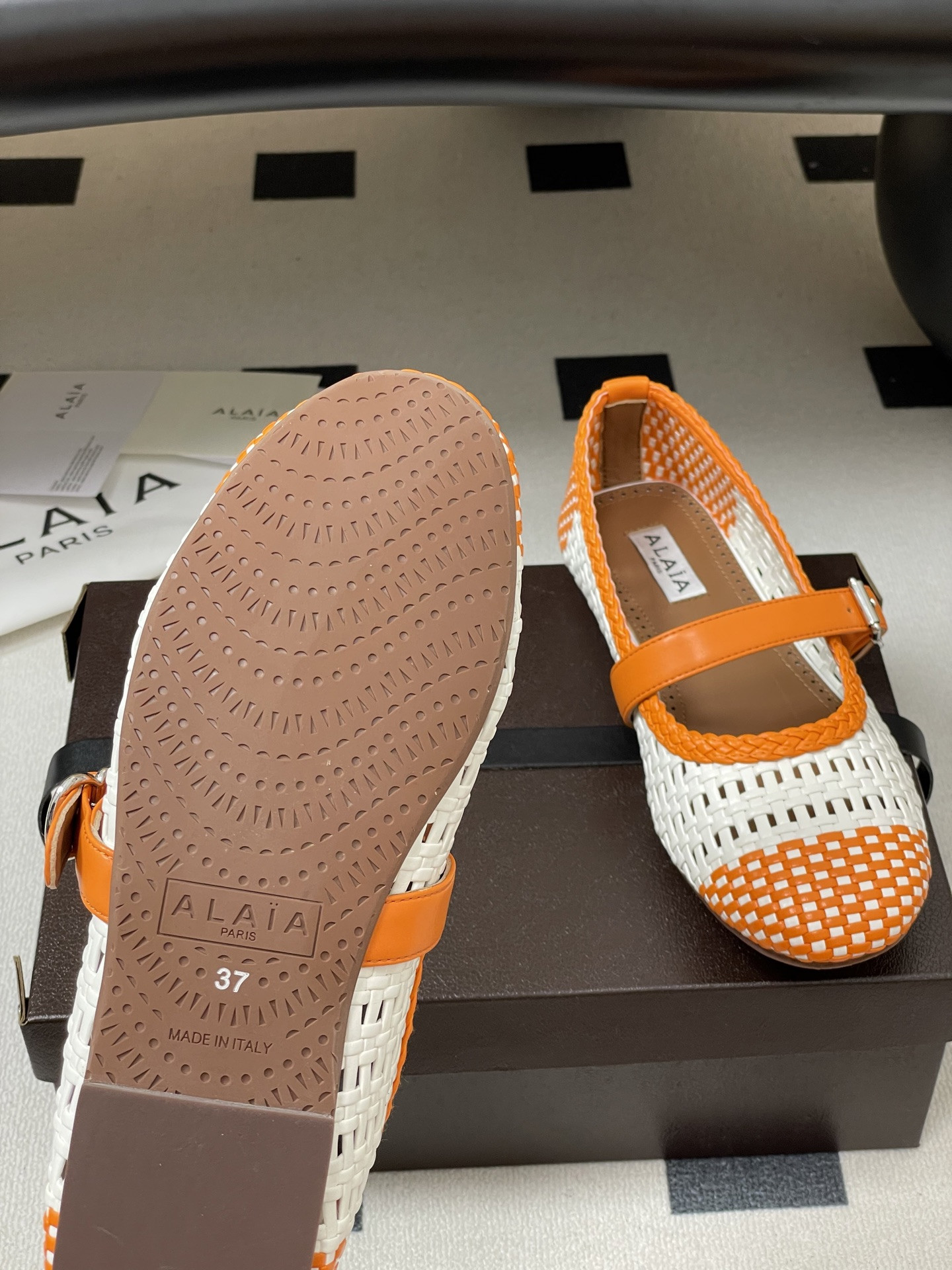 UA Alaïa Hollow Woven Mary Jane Flats(Customized Size 7-10 days production time)